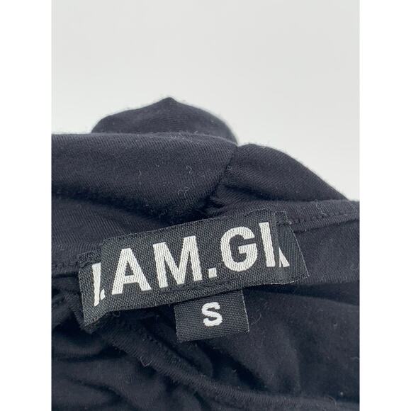 I.AM.GIA Women's Black Ruched Drawstring Relaxed-Fit Wide-Leg Pull-On Pant SZ S - Picture 8 of 10